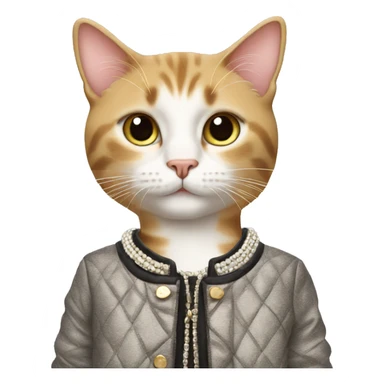 cat with chanel clothes sticker