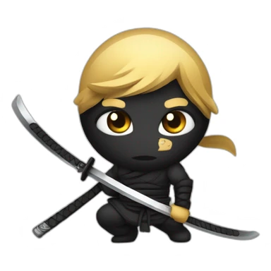 Ninja con tatuajes en el cuello y una katana en la espalda sticker