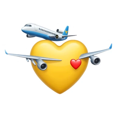 yellow heart with an airplane sticker