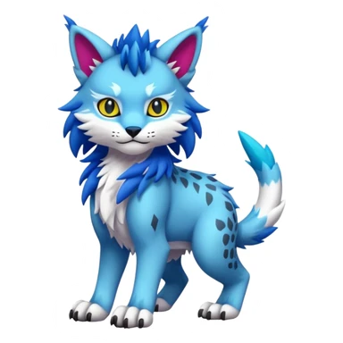 Colorful randomly colored tropical kawaii edgy cute Lynx-Sergal-Vernid-Fakémon-Pokémon-creature (full body) sticker