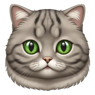 Half-eared grey striped green-eyed Scotch fold, cute cat sticker