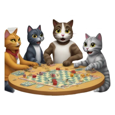 cats playing a board game at a birthday party sticker