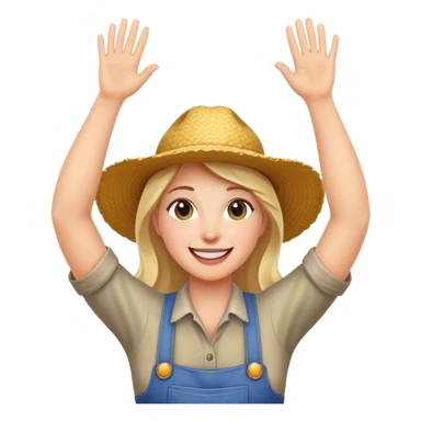 Agricultrice très contente avec les bras en l’air sticker