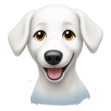 white dog playing in  the snow sticker