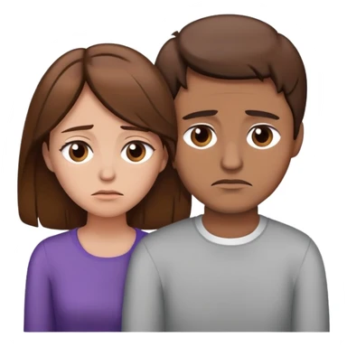 brown hair sad divorced couple sticker