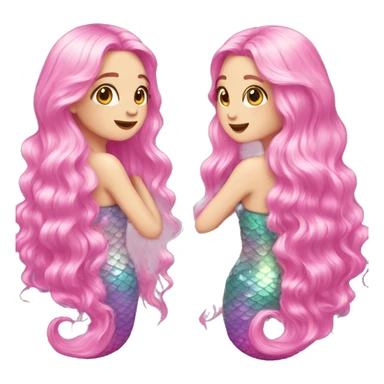 Iridescent mermaid long hair pink sticker