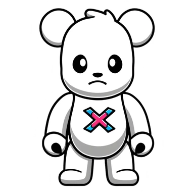 cool graffiti style bearbrick with X crossed eyes, designer logos, bling jewelry sticker