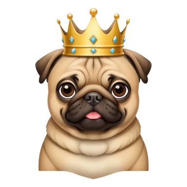 pug with a crown sticker
