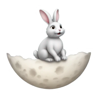  Rabbit sat on the moon with stars in the background sticker