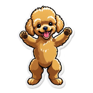 Golden toy poodle throwing up sticker