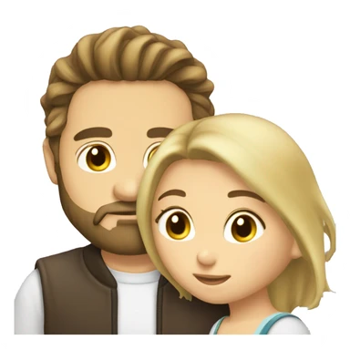 Brunette guy with beard kissing blond girl with long hair sticker