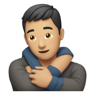 Asian guy getting a hug  sticker