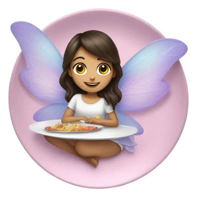 Brunette girl with fairy wings laying on a platter sticker