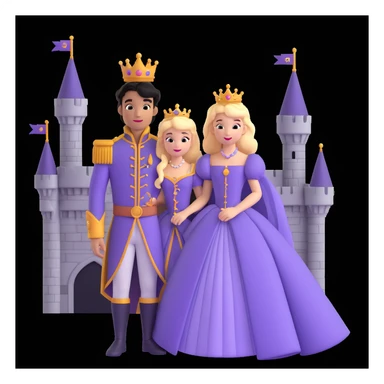 prince and princess disny dress close up photo in castle sticker