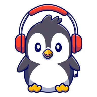 Penguin wearing headphones  sticker