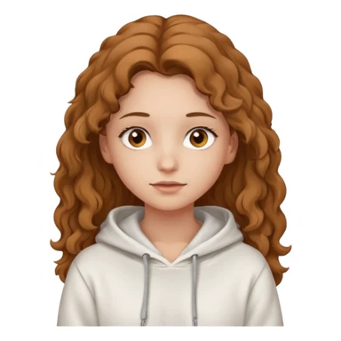 Una ragazza con una felpa semplice bianca,ha gli occhi marroni,i capelli marroni chiaro , c’è gli ha lunghi e ricci ma non troppo sticker