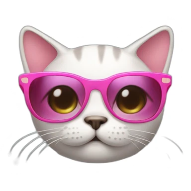 Pooping cat with pink sunglasses sticker