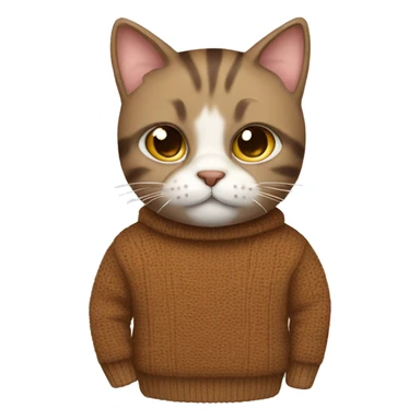 cat with brown sweater  sticker