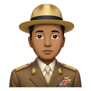 ​Cinematic Realistic Portrait of Sukarno, depicted in a lifelike, realistic style based on his iconic portrait, showcasing his thoughtful, charismatic expression in period attire, rendered with detailed textures and warm, evocative lighting that captures his pioneering spirit and national pride, sticker