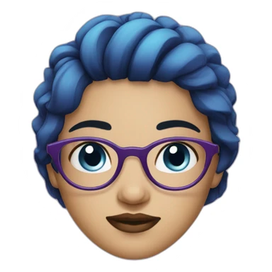 girl with split purple and black hair and blue eyes with round glasses sticker