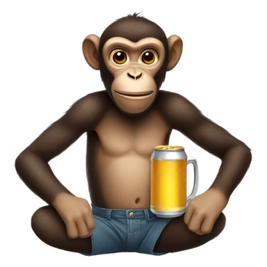 monkey holding a beer sticker