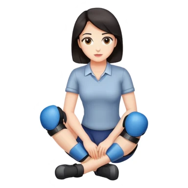 Office lady dark hair with knee pads sticker