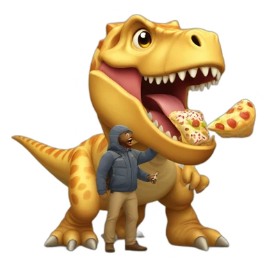 crazy man eating perogis on a dinosaur sticker
