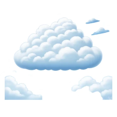 Cinematic Realistic Clouds Emoji, Fluffy and soft, with gentle, swirling white clouds floating effortlessly in a deep blue sky. The clouds drift lazily across the horizon, casting shadows and playing with the light in a peaceful and dreamy way. Soft glowing outline, capturing the essence of calm, serenity, and endless sky in a dreamy cloudscape! sticker