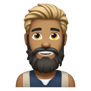 White man with black hair and beard with tan Maine coon cat sticker