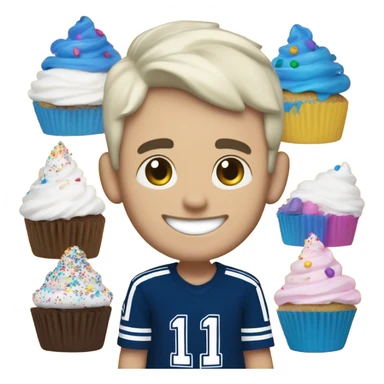 white short hair guy with a dallas cowboys hat enjoying a sprinkles cupcake  sticker