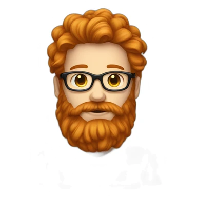 ginger male with beard and glases. long hair and huge beard sticker