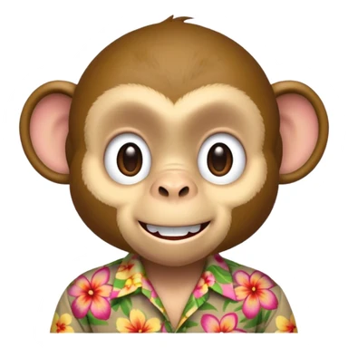 Monkey – cheeky grin, wearing floral aloha shirt. sticker