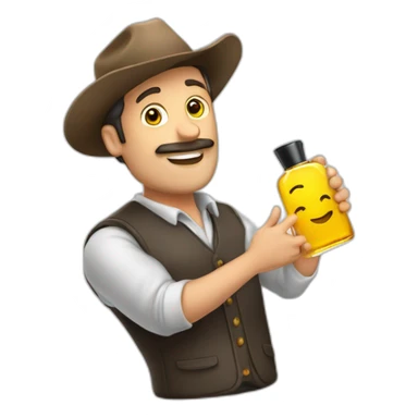 Hombre calvo con botella de perfume sticker