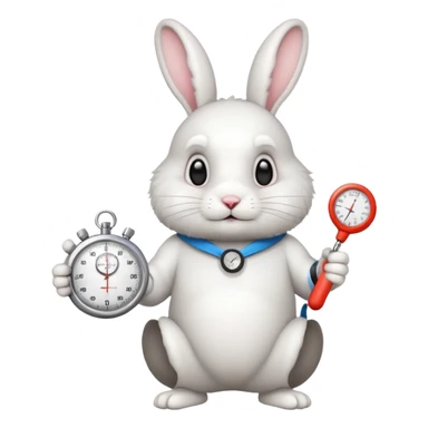 rabbit holding a stopwatch sticker