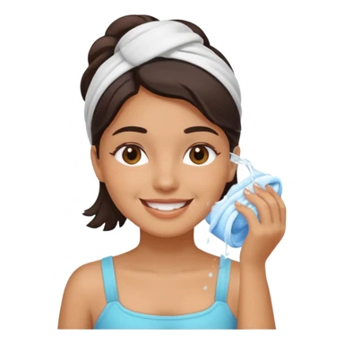 latin girl smiling while washing her face skincare sticker
