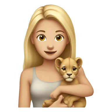 Blonde girl with baby lion sticker