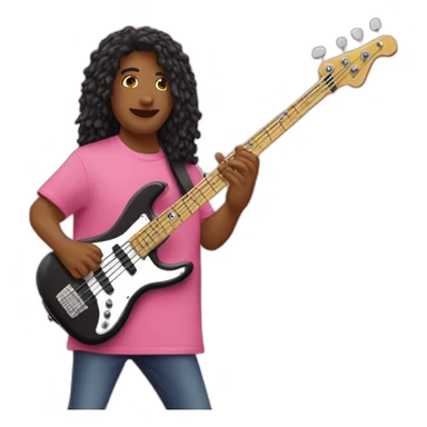 bruned-long-bassguitar-player-pink-tshirt-pink sticker