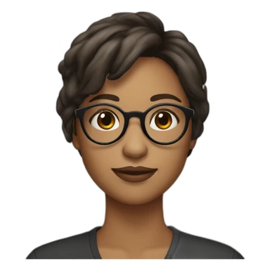 Gilr wearing Round glasses with Brunette skin sticker