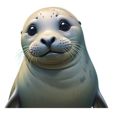 Cinematic Comical harbour seal Portrait Emoji, Head tilted dramatically with an exaggeratedly amused expression, featuring a sleek, agile body with wide, comically expressive eyes full of playful disbelief and a subtly contoured head, Simplified yet hilariously expressive features, highly detailed, glowing with a slightly sassy oceanic glow, high shine, dramatic yet playful, stylized with an air of quirky marine mischief, soft glowing outline, capturing the essence of a meme-worthy harbour seal that looks ready to side-eye its way into viral fame! sticker
