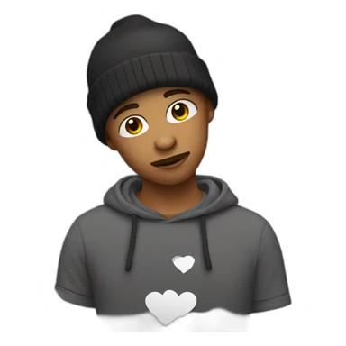 designer with a t-shirt with a broken heart using a beanie sticker
