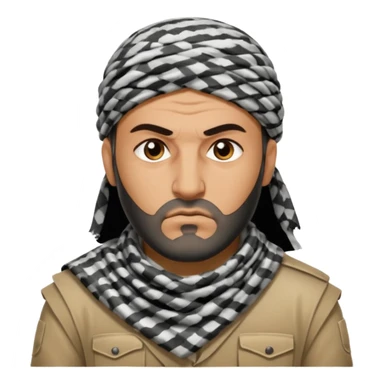 an angry Iraqi, in profile, chest-high sticker