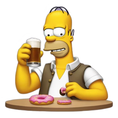 Homer Simpson drinking a beer donuts sticker