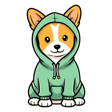 Dog wearing hoodie sticker