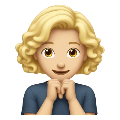 with blonde hair making heart with hands sticker