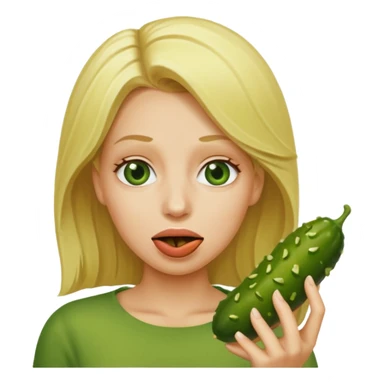 Blonde with a pickle in her mouth sticker