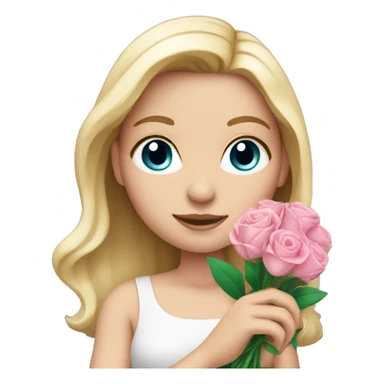 White girl holding pink flower bouquet sticker