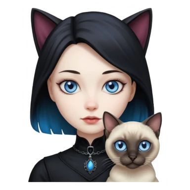 Gothic girl with siame cat sticker