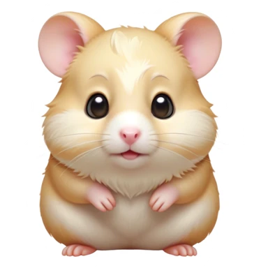 Cinematic Cute Cream Hamster Portrait Emoji, Head tilted playfully and inquisitively, featuring a silky, pristine cream fur with a gentle sheen, round, sparkling dark eyes filled with curiosity, Simplified yet irresistibly adorable features, highly detailed, glowing with a warm, friendly glow, high shine, affectionate and lively, stylized with a touch of whimsy, bright and endearing, soft glowing outline, capturing the essence of a mischievous yet loving hamster, so playful it feels like it could dash out of the screen and into your arms! sticker