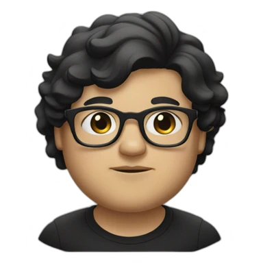 fat boy with black glasses and long black hair  sticker