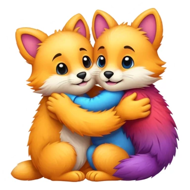 2 furry cartoons hugging sticker